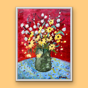 Red and Yellow Flower Painting